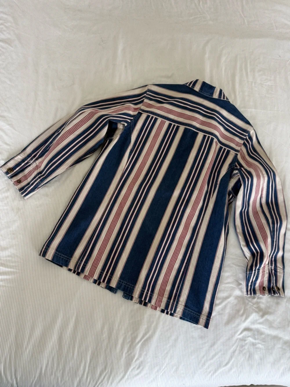 Vintage Ralph Lauren Striped Jean Jacket in Navy, White & Red - Picture 2 of 7